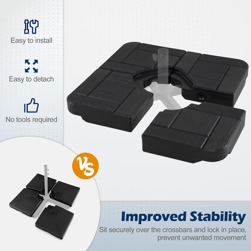 Gymax 4-Piece 188 LBS Heavy Duty Cantilever Offset Patio Umbrella Base