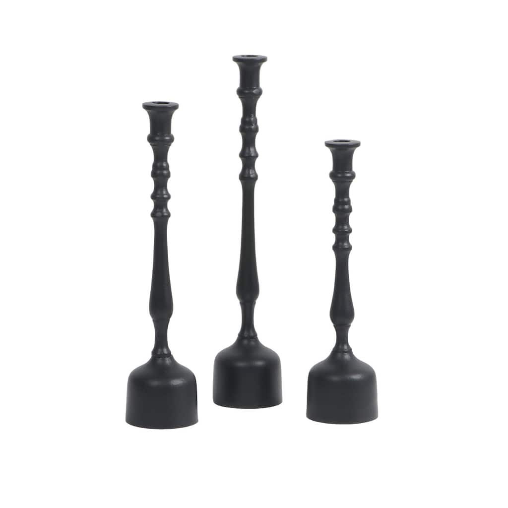 Candle Holder Black H 14.2" & Dia 3.5" - Black