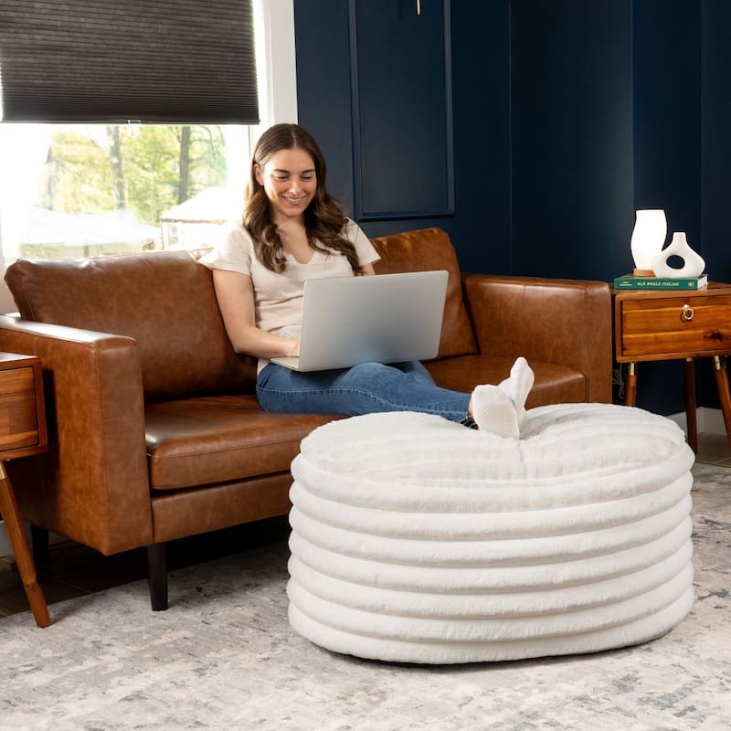 Jaxx Paran Pouf - Fluffy Faux Fur Ottoman for Modern Interior Design