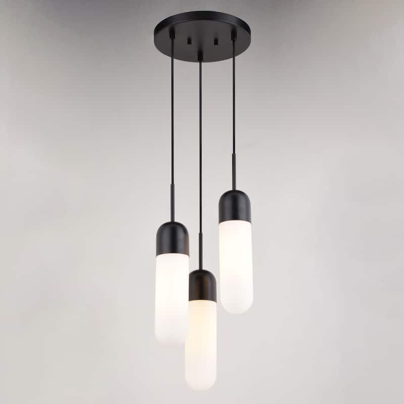 Thalia 3L Contemporary Pendant Light White Pill Glass