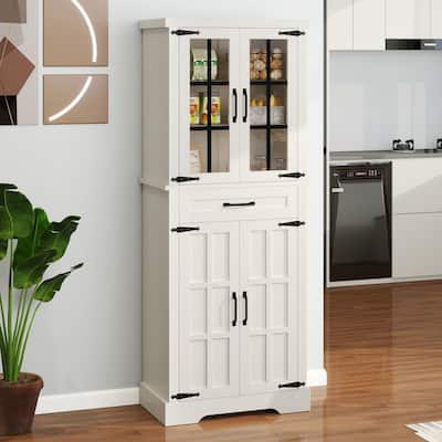 Moasis 71" Tall Food Cabinet Pantry Kitchen Storage Cabinets Doors and Shelves