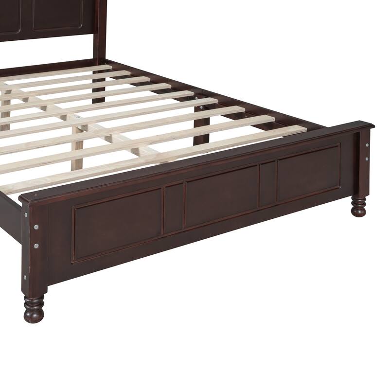 Retro Pine Platform Bed with Headboard & Slats