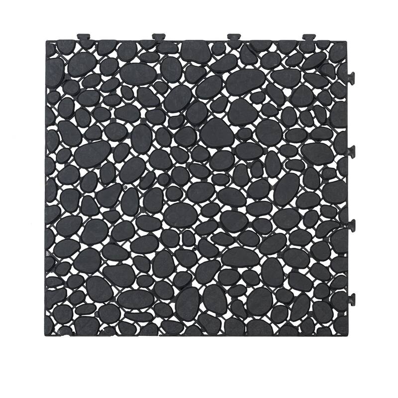 12 x 12 Inch Interlocking Deck Tiles,Bathroom Shower Balcony Porch Weight Capacity Upto 440 LBS,Pebble Stone Pattern Pack of 12