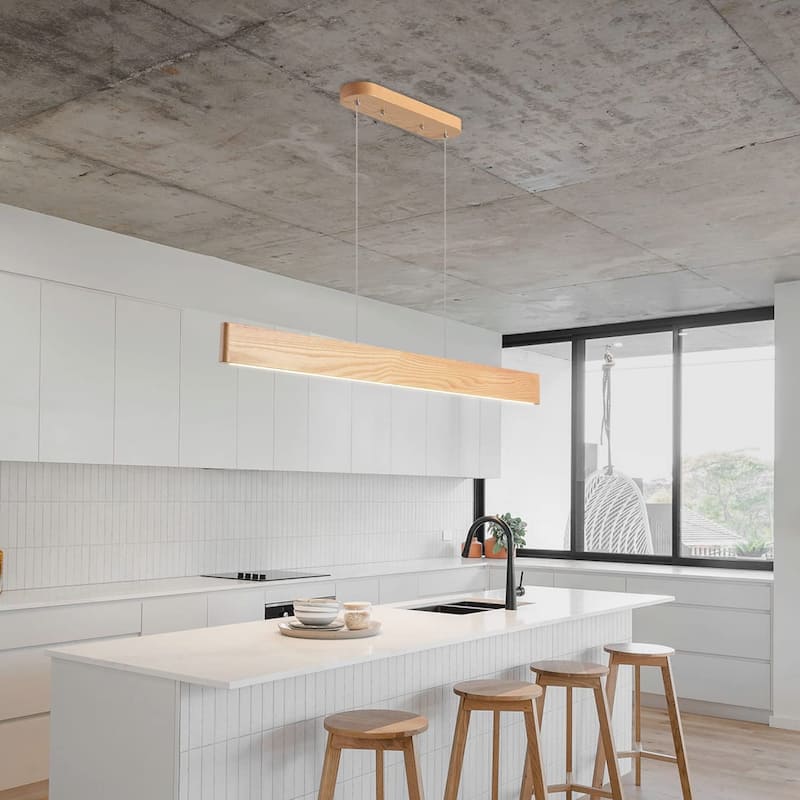 47 inch LED linear pendant light wood chandelier kitchen island pendant lamp