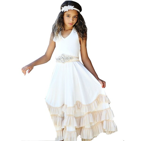 white ruffle flower girl dress