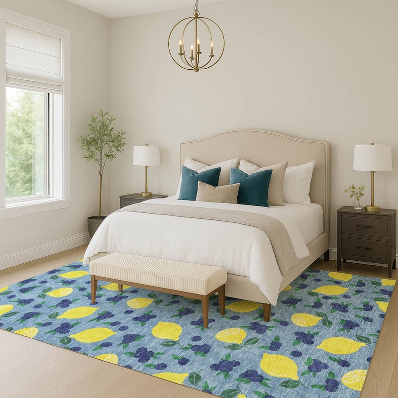 Machine Washable Indoor/ Outdoor Citrus Berry Chantille Rug