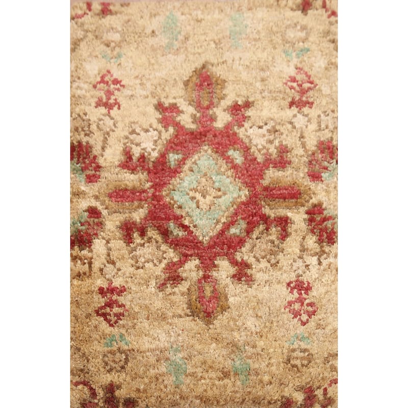 Hand Knotted Oriental Jute Carpet Modern Abstract Yellow & Gold Moroccan Area Rug - 3' 0'' X 2' 0''
