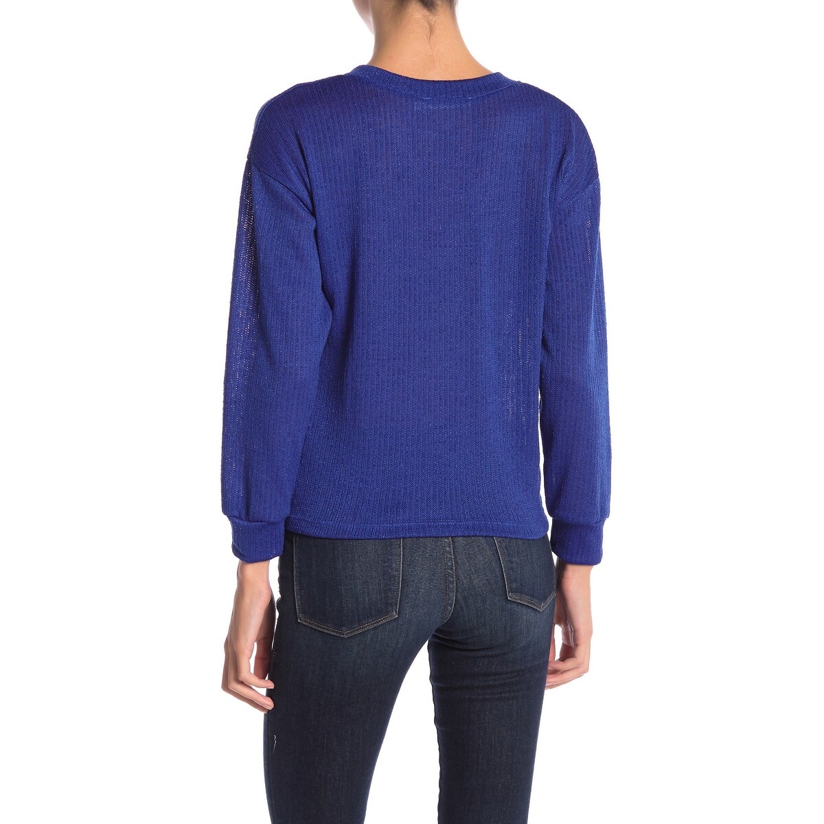twisted front knit long sleeve sweater
