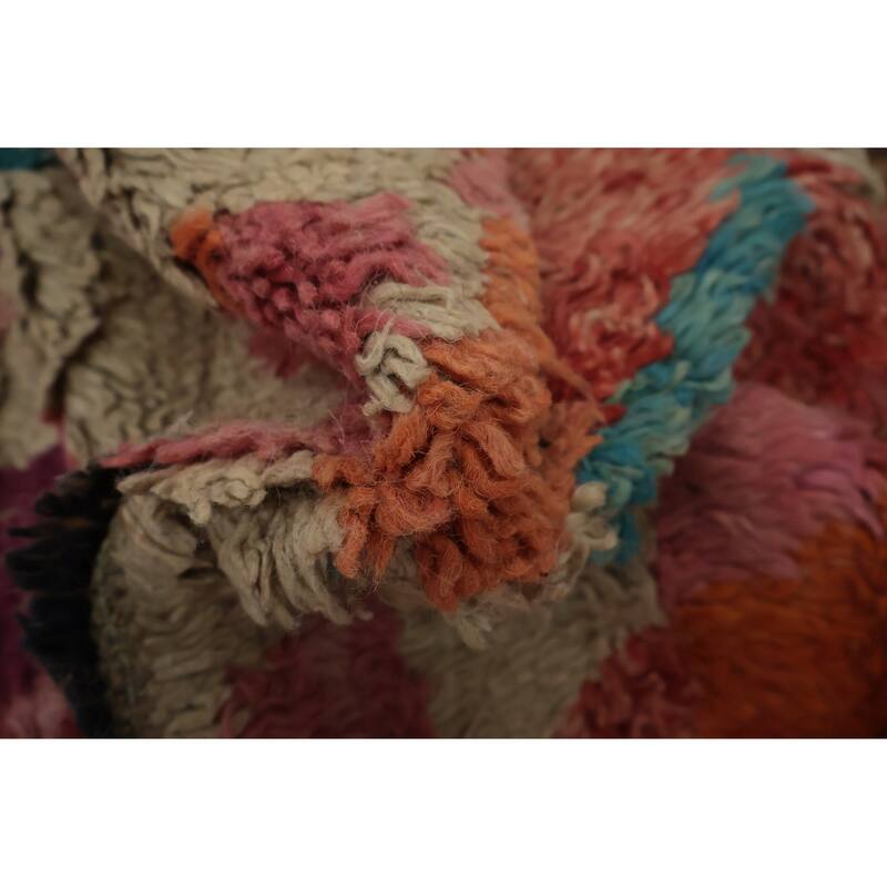 Hand Knotted Oriental 100% Wool Carpet Modern Geometric Multi-Colored Moroccan Area Rug - 12' 11'' X 8' 9''