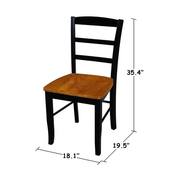 dimension image slide 7 of 12, International Concepts Solid Wood Madrid Ladderback Chairs, Set of 2 - N/A