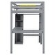 preview thumbnail 11 of 24, Wood Loft Bed Frame with Storage Shelves,1 Cabinet and 2 Drawers,L-shaped Desk,Full Size