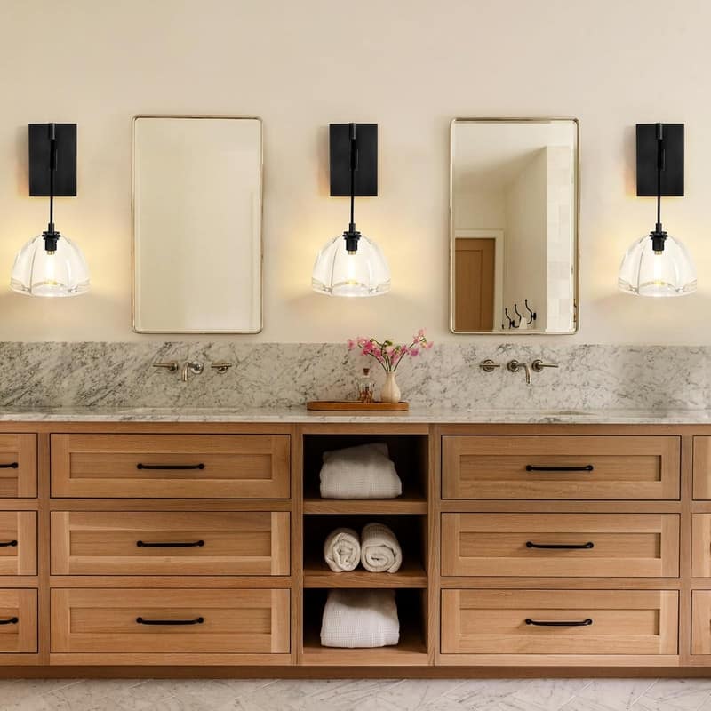 KAYLA 7 in. Modern 1-Lights Black Vanity Light with Luxury Crystal Shade(Set of 1)