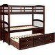 preview thumbnail 3 of 5, Twin Over Twin Wood Bunk Bed with 3 Drawers, Ladder, and Safety Rail