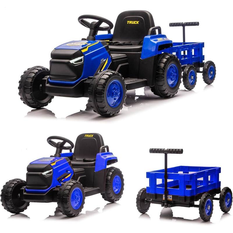 12V Electric Toddlers Ride on Tractor Toy with Detachable Garden Cart for Kids Best Gifts