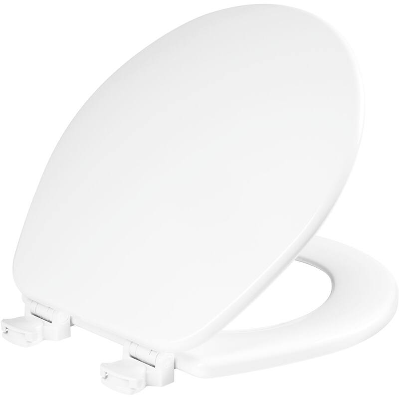 Bemis Round Closed-Front Enameled Wood Toilet Seat with Flat Cover - White