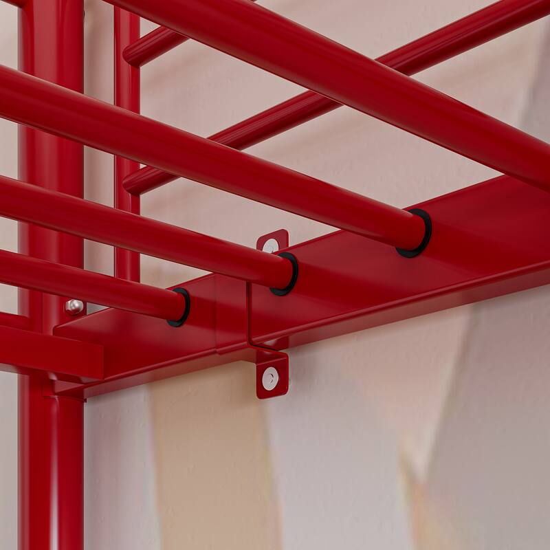 Heavy Duty Metal Triple Twin Bunk Bed with Guardrails, Ladder & Storage, Easy to Assemble