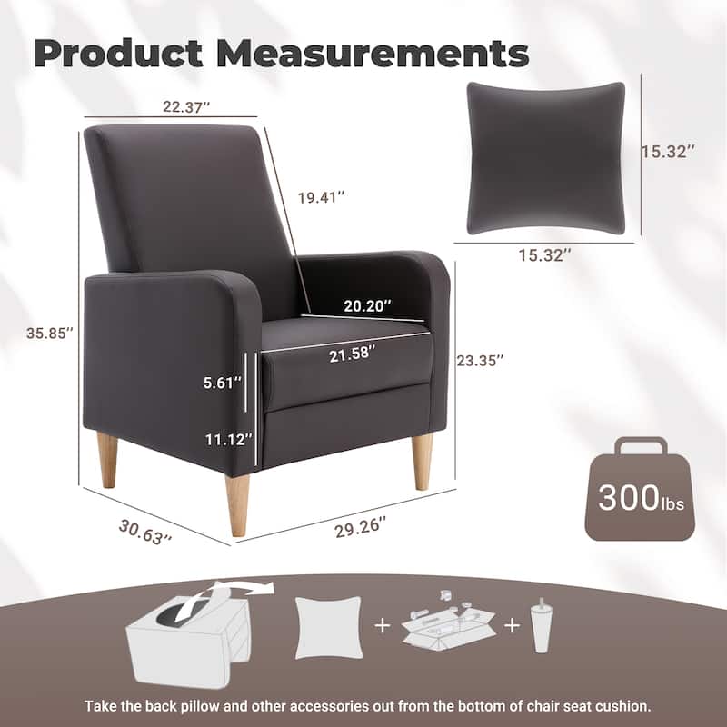 RENEWLINE Modern Accent Chair with Pillow & Walnut Legs - Lounge Seat for Living Room, Compact Design