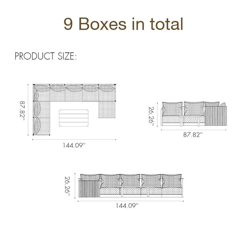 PURPLE LEAF Sanori Patio Conversation Set with Grey Ottoman and Cushion Sofas Sectional for Poolside Graden
