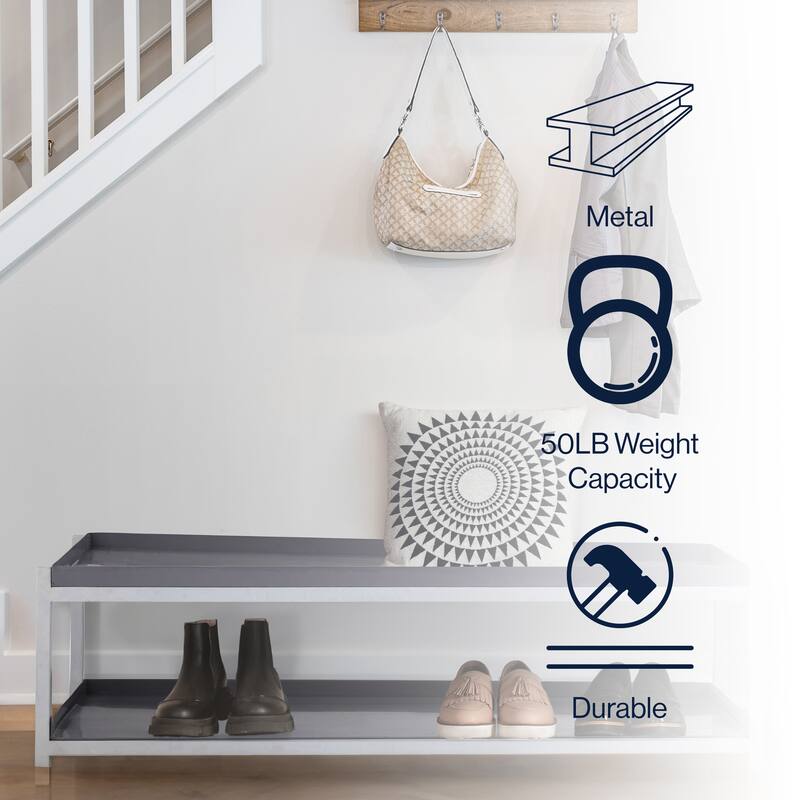 happimess Industrial Compact 10.75" 6-Pair 2-Tier Iron Shoe Rack
