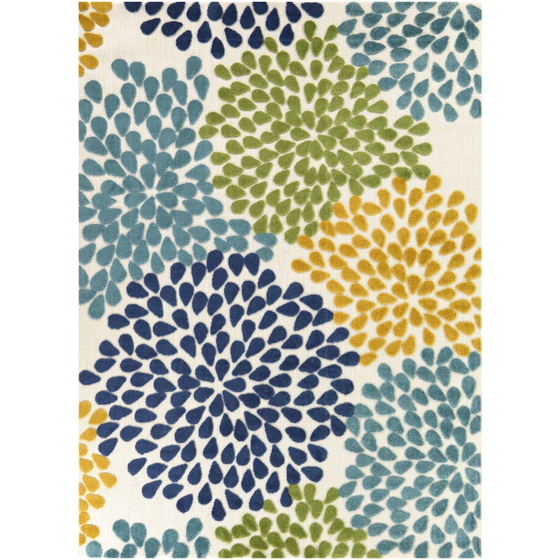 Alison Abstract Floral Indoor/Outdoor Area Rug - 6'7" x 8'10" - Blue