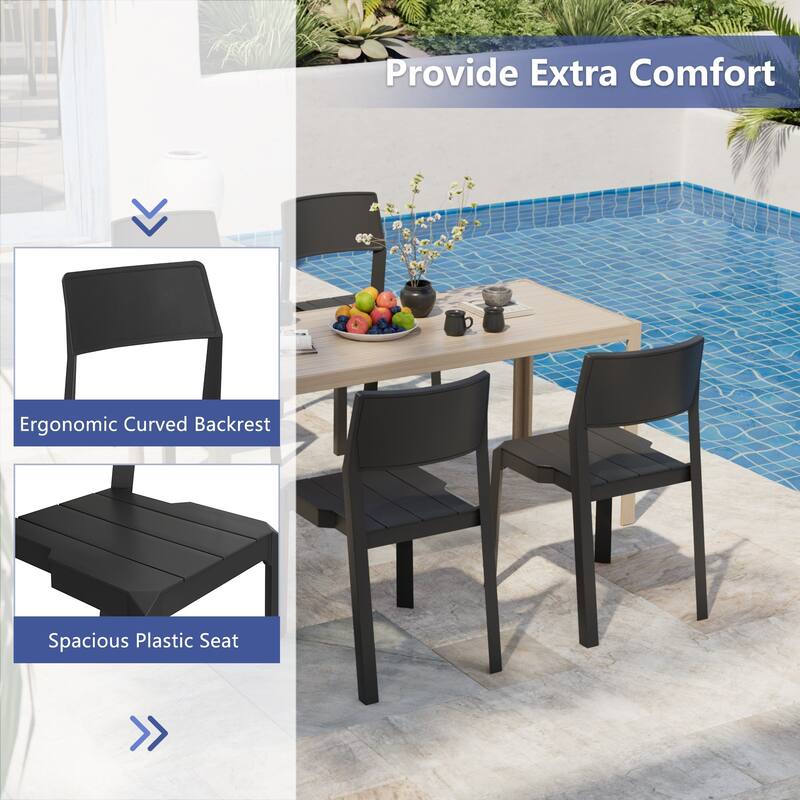 Javlergo 4-Pack Stackable Plastic Chairs for Dining and Patio Space Saving Indoor Outdoor Chairs with Ergonomic Back Support