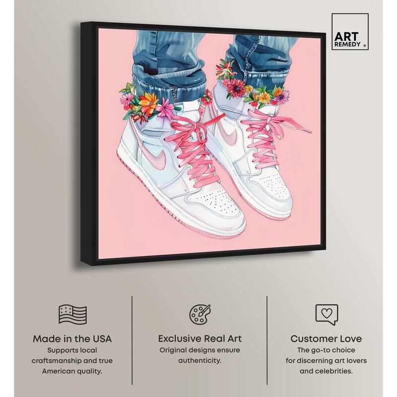 Blush Floral Bloom Sneakers Canvas by Art Remedy
