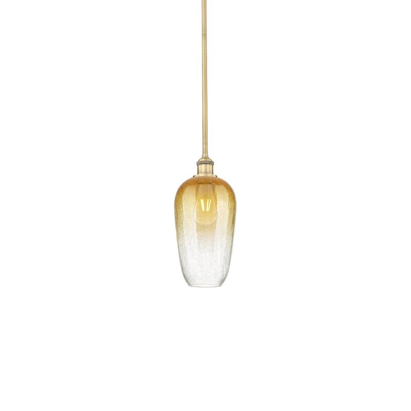 Innovations Lighting 616-1S-15-7 Brookhaven Flute Pendant Brookhaven - Brushed Brass / Amber