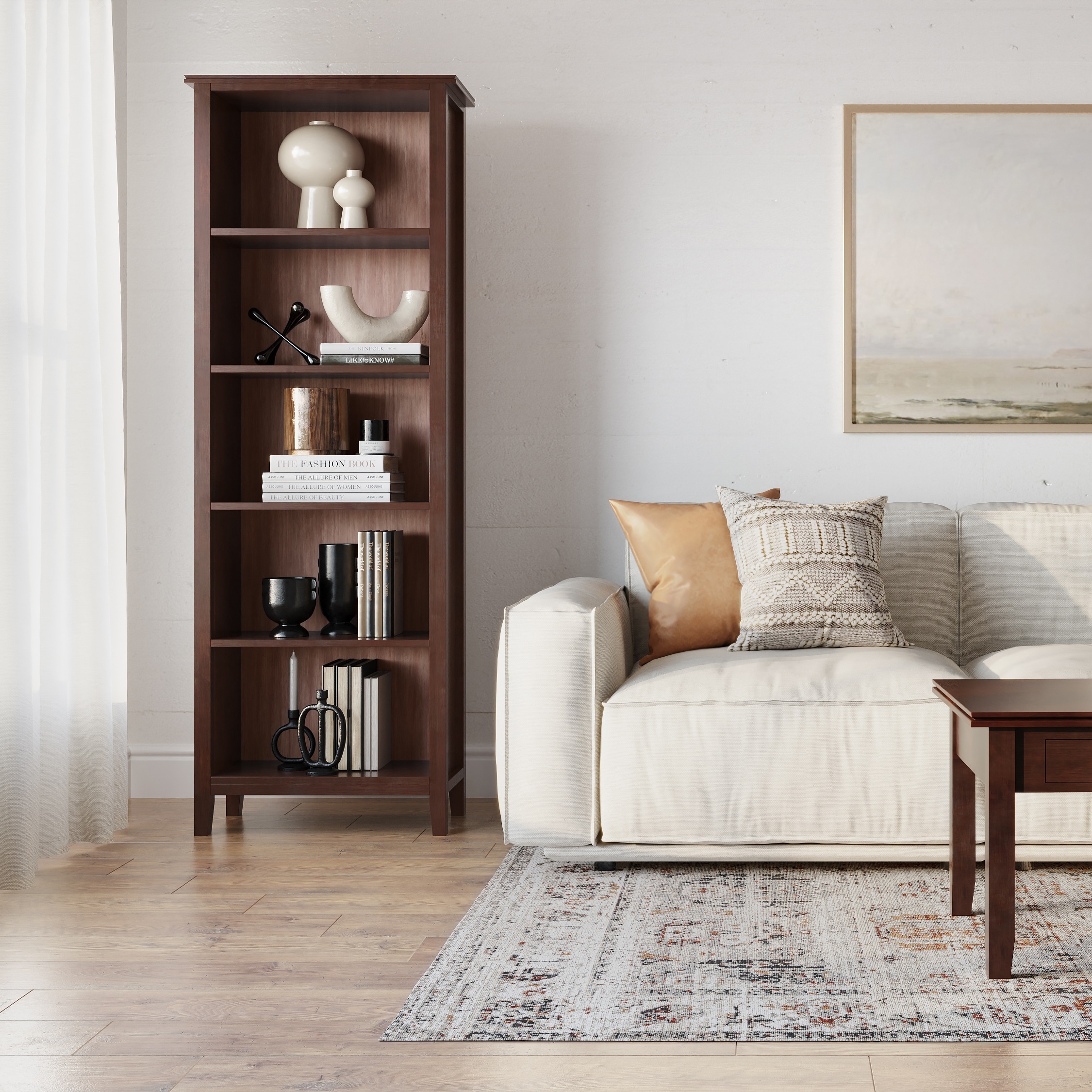 WYNDENHALL Stratford SOLID WOOD 72x26 inch Contemporary 5 Shelf Bookcase - 14"d x 26" w x 72"h