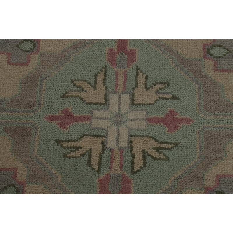 Hand Knotted Oriental 100% Wool Carpet Transitional Medallion Green Oushak Area Rug - 10' 0'' X 7' 6''