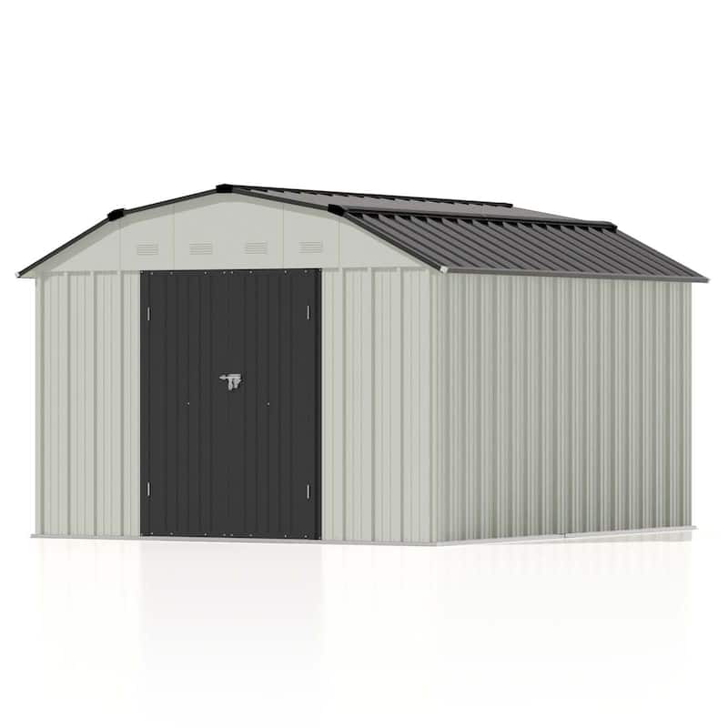 Patiowell da Vinci 10' x 12' Barn Style Outdoor Eggshell Storage Shed for Garden Accessories & Tools