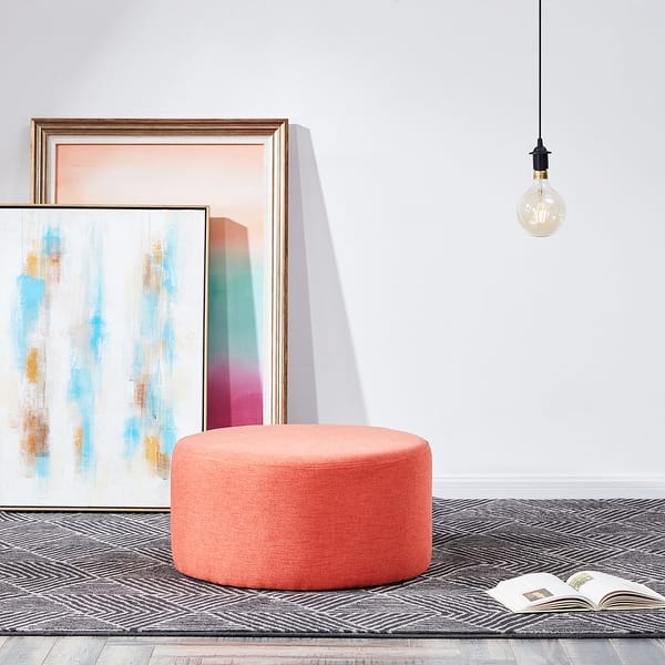 Shop Belleze 24 Round Pouf Fabric Footstool Living Room Ottoman Orange Standard Overstock 29556587