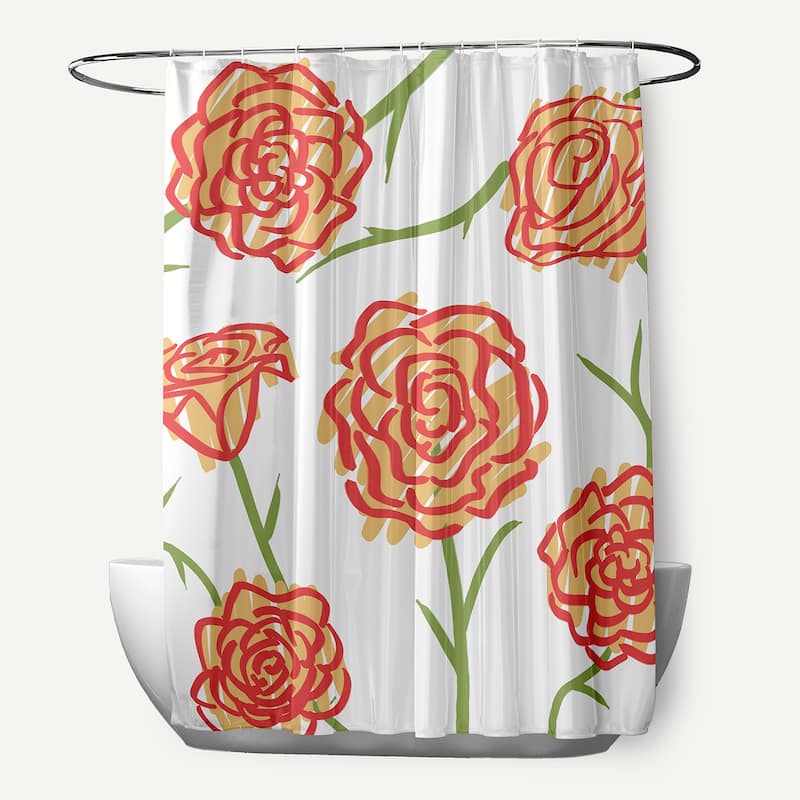 71 x 74-inch Spring Floral 1 Floral Print Shower Curtain - Orange