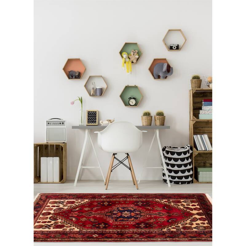 ECARPETGALLERY Hand-knotted Andelz Red Wool Rug - 3'4 x 4'7