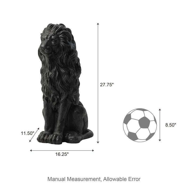 Glitzhome 28"H Oversized MGO Guardian Sitting Lion Garden Statue Porch Sculpture Indoor Outdoor