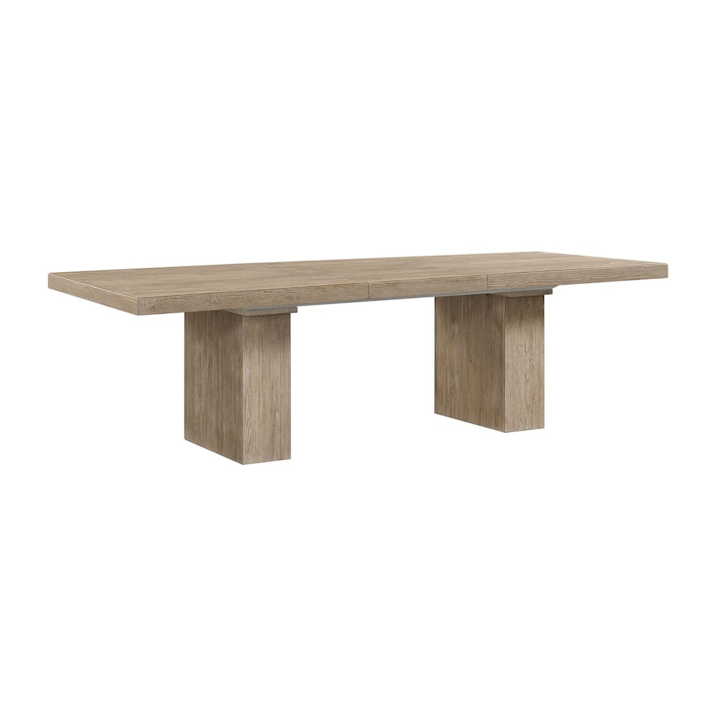 Nash 42" Solid Wood Dining Table with Leaf, Weathered Sand
