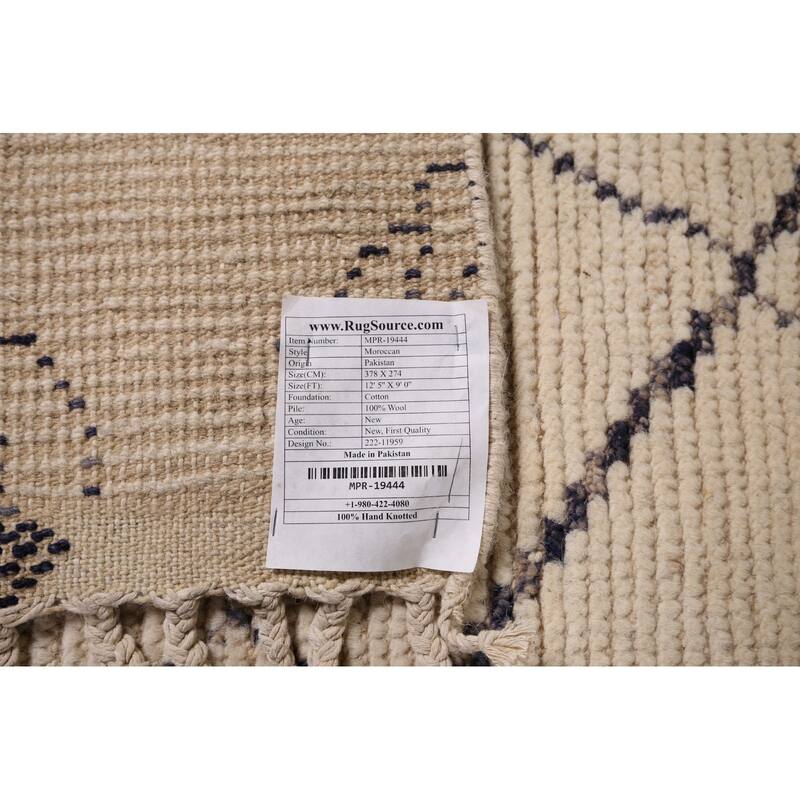 Trellis Moroccan Oriental Area Rug Handmade Geometric Wool Carpet - 9'0"x 12'5"