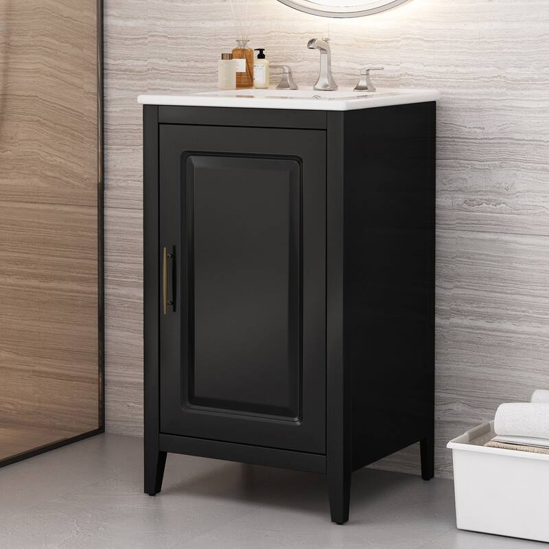 20.3" Bathroom Vanity with Sink, Drawer, Door Shelf, Soft-Closing Door