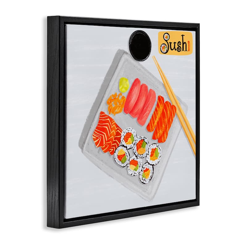 Stupell Delicious Sushi Plate Framed Floater Canvas Wall Art Design By Juliet Rose Philips