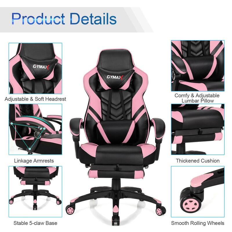 Gymax Office Computer Desk Chair Gaming Chair Adjustable Swivel - See Details