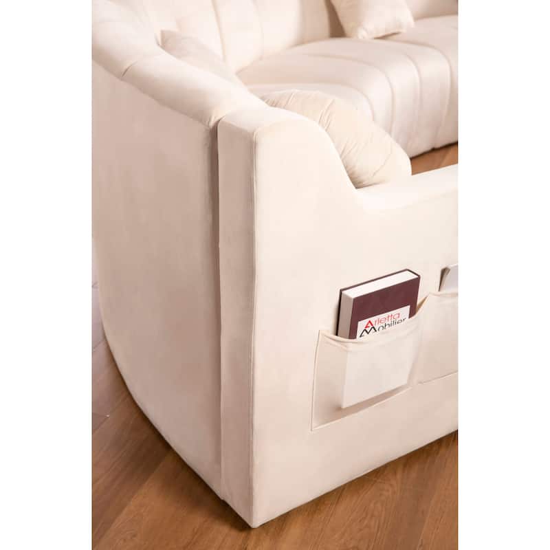 Velvet Symmetrical Modular Legless Curved Floor Sofa - 153"