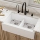 preview thumbnail 14 of 17, Karran Farmhouse Apron Front Quartz Double Bowl Kitchen Sink Kit