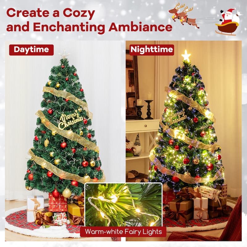Gymax 4/5/6/7 FT Artificial Xmas Tree w/ 270 Branch Tips 509 Warm