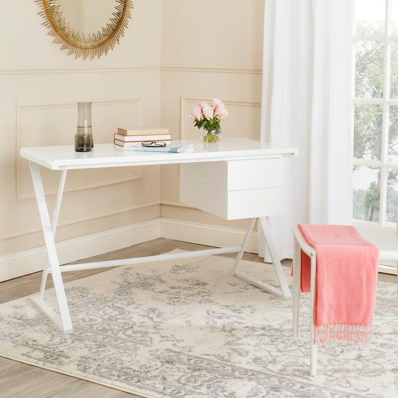 SAFAVIEH Penny Modern White Minimalist Desk