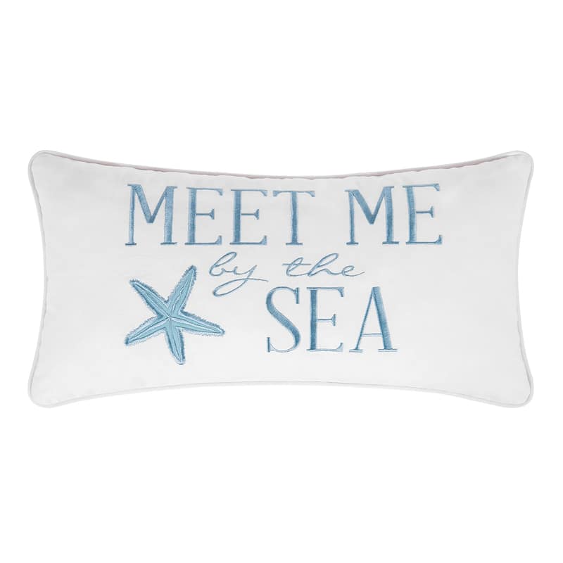 12" x 24" Meet Me At The Sea Embroidered Throw Pillow