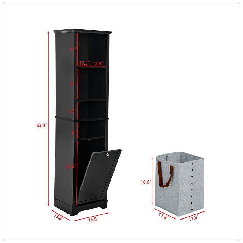 64" Tall Bathroom Storage Cabinet for Small Space