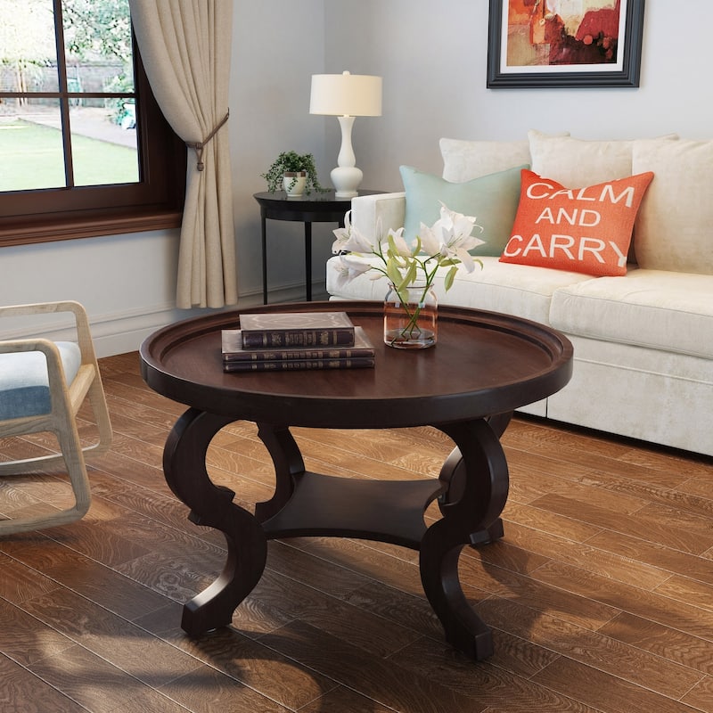 Althea Round Faux Wood Coffee Table by Christopher Knight Home - Walnut