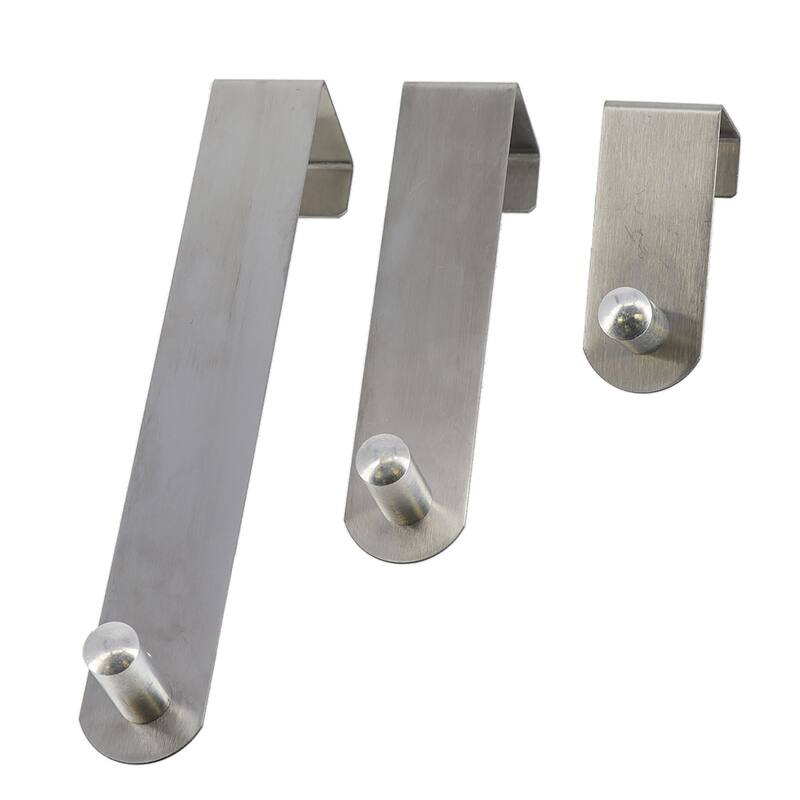 Adjustable Over The Door Hooks - 3-Piece Door Hanger Set for Clothing and Accessories - Silver