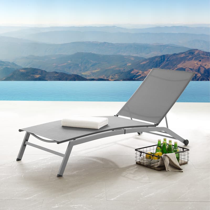 Corvus Antonio Outdoor Contemporary Sling-Fabric Adjustable Chaise Lounge