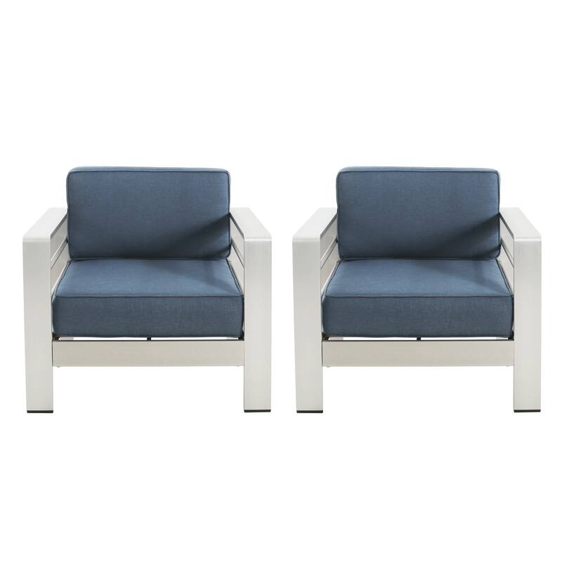 Cape Coral Outdoor Aluminum Club Chair with Cushions (Set of 2) by Christopher Knight Home