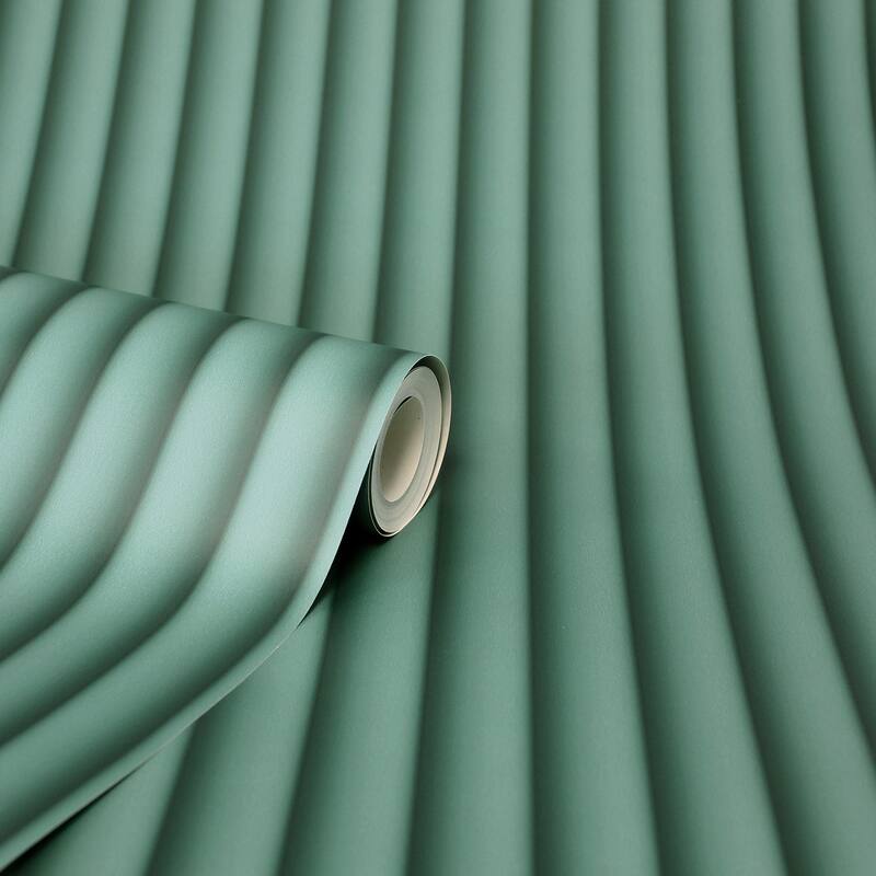 Fine Decor Raiden Sea Green Ribbed Panel Wallpaper - N/A